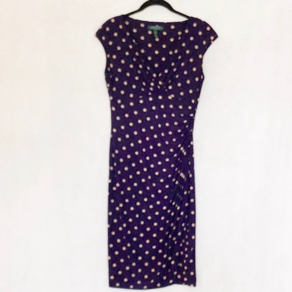 Lauren Ralph Lauren Side Ruched Polka Dot Dress - Picture 7 of 8